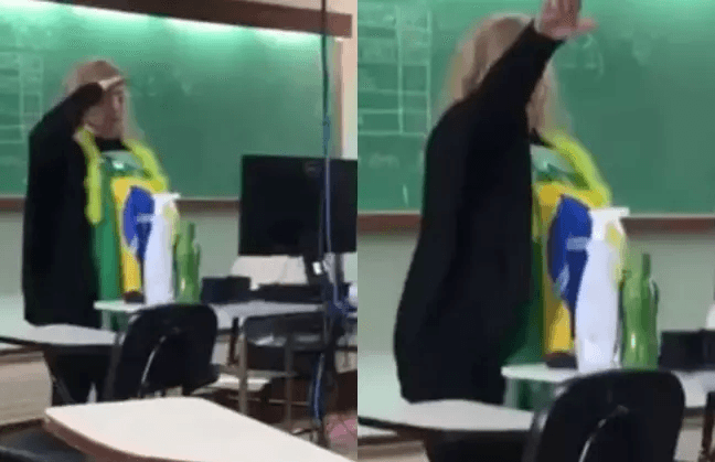 Professora faz saudação nazista Foto: Reprodução