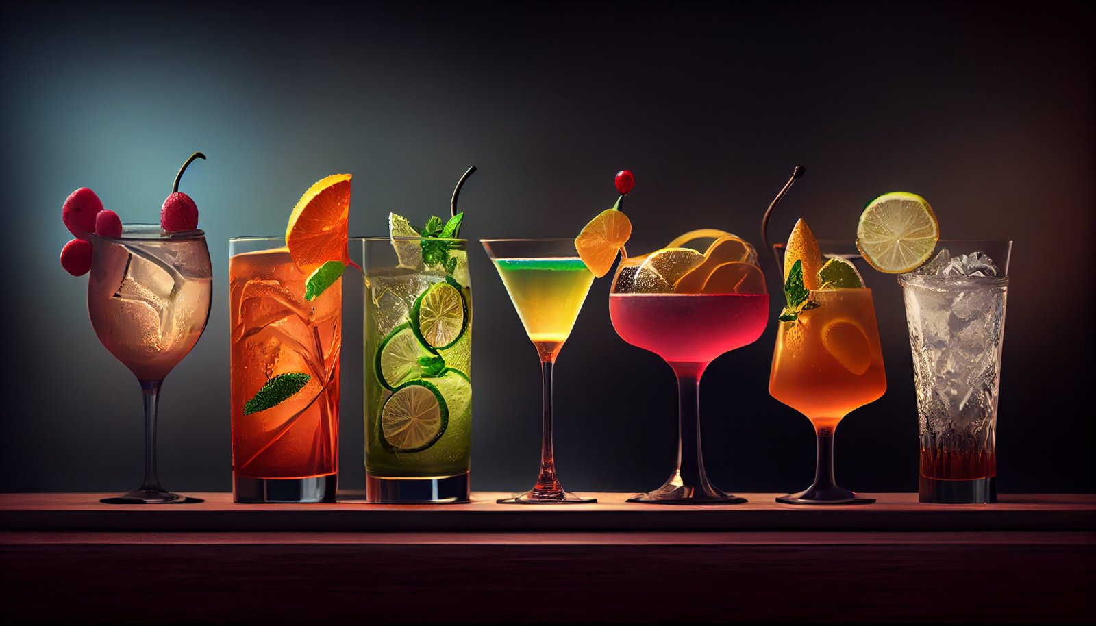 Fresh cocktails with ice, lemon, lime and fruits , generative artificial intelligence